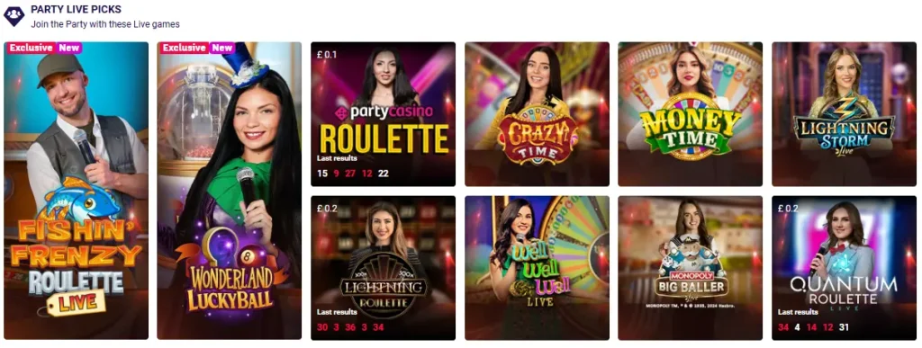 party casino live games